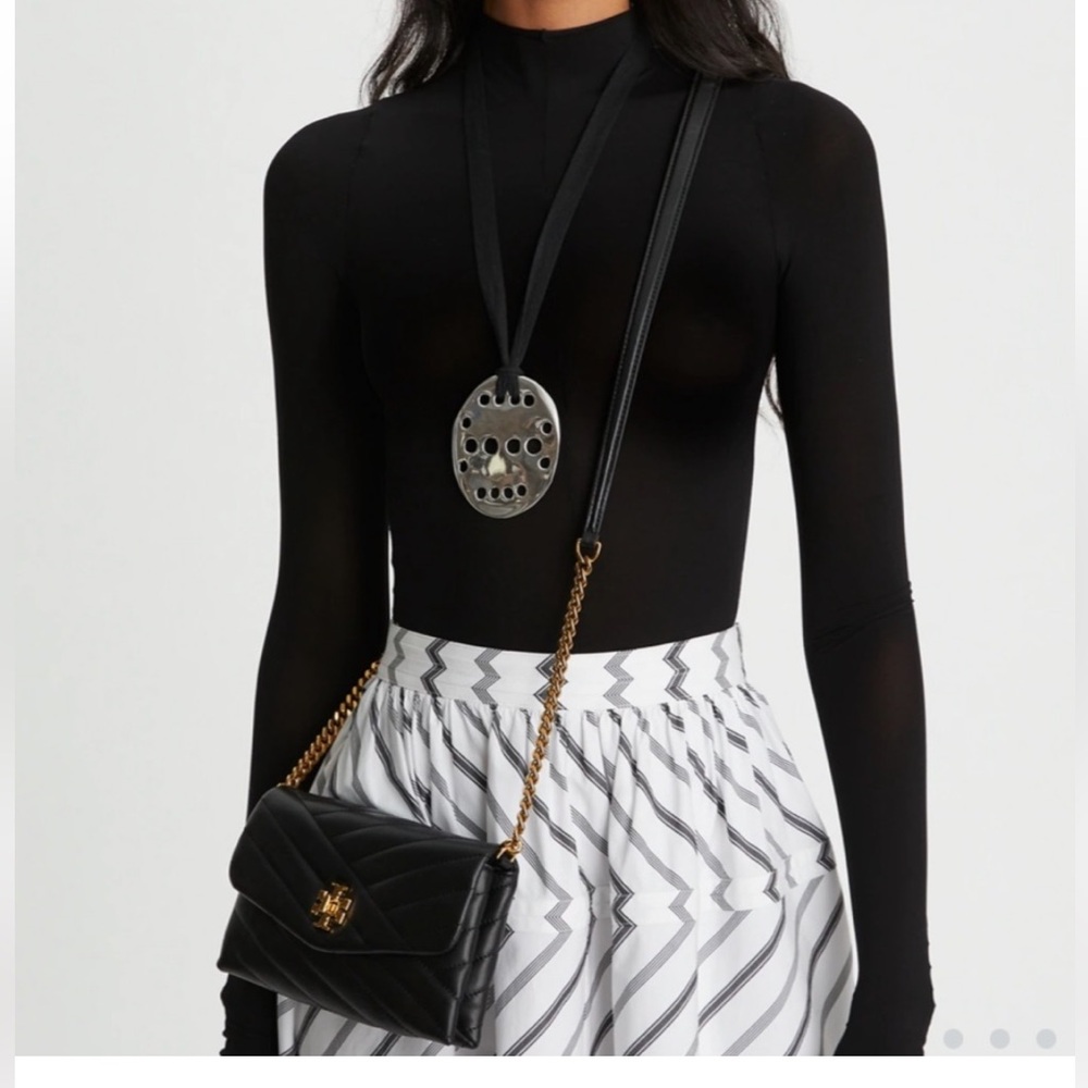 Tory Burch Black Quilted Leather Crossbody Bag Purse